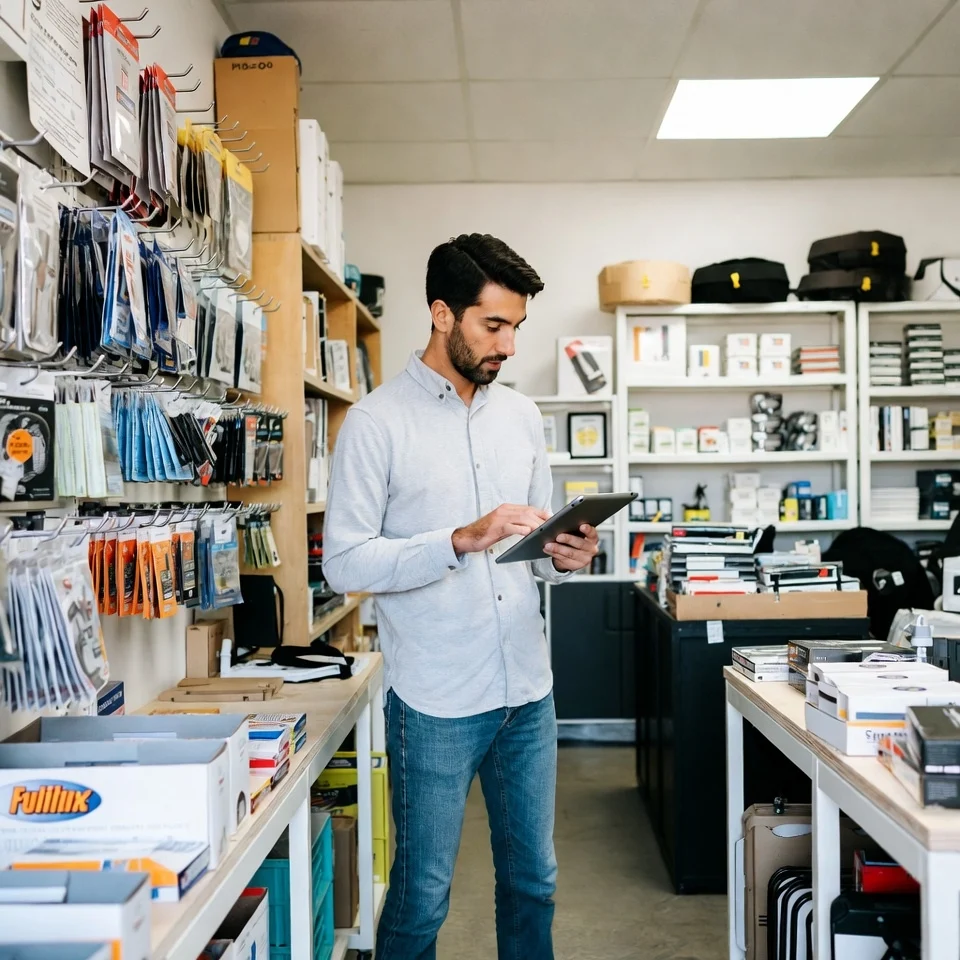 Business owner and employee reviewing commercial vehicle insurance in Tomball, TX