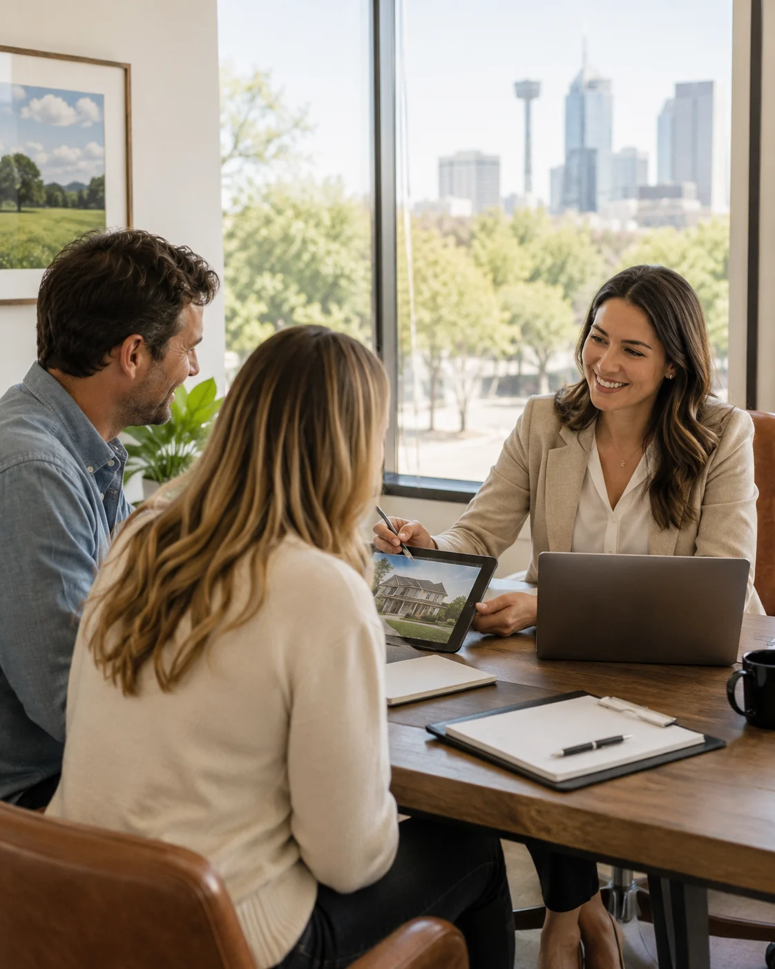 Couple discussing insurance coverage with an agent in Tomball TX