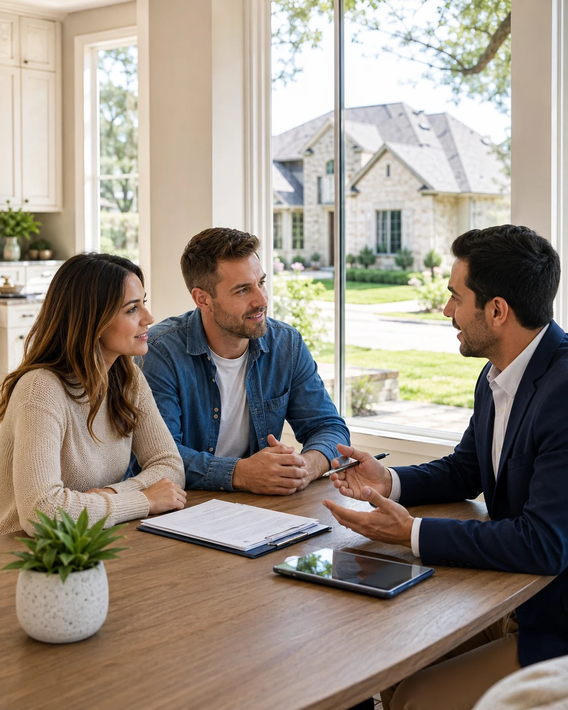 Couple reviewing personalized homeowners insurance options with an agent in Tomball, TX